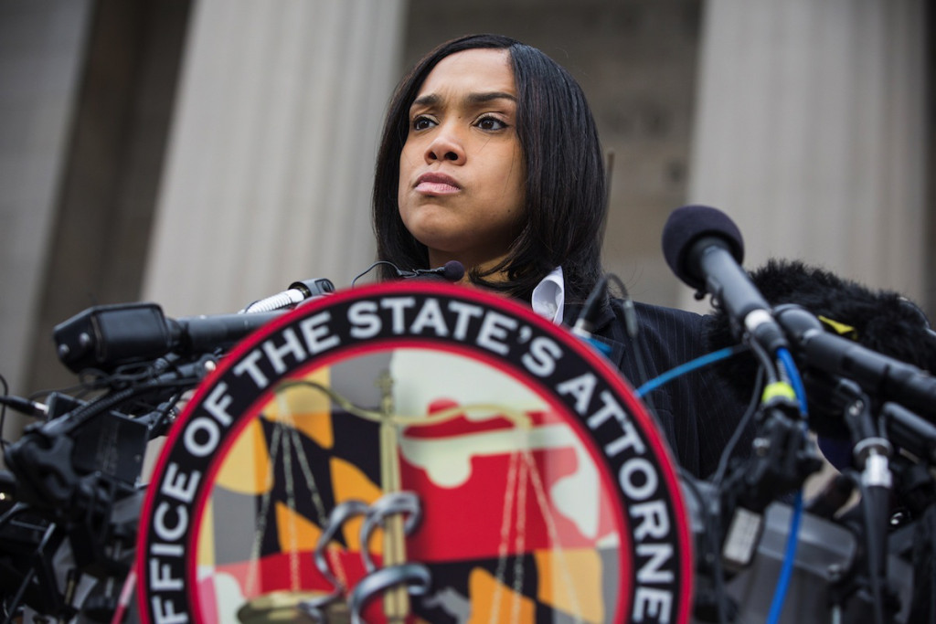 BALTIMORE, MD - MAY 01:  Baltimore City State's Attorney Marilyn J. Mosby announces that criminal charges will be filed against Baltimore police officers in the death of Freddie Gray on May 1, 2015 in Baltimore, Maryland. Gray died in police custody after being arrested on April 12, 2015.  (Photo by Andrew Burton/Getty Images)